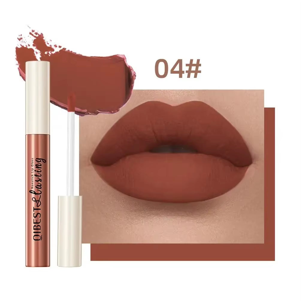 Nude Matte Lip Gloss 24 Colors Long-Lasting Velvet Lipstick Waterproof Non-Stick Cup Sexy Red Dark Lip Tint Makeup Cosmetic