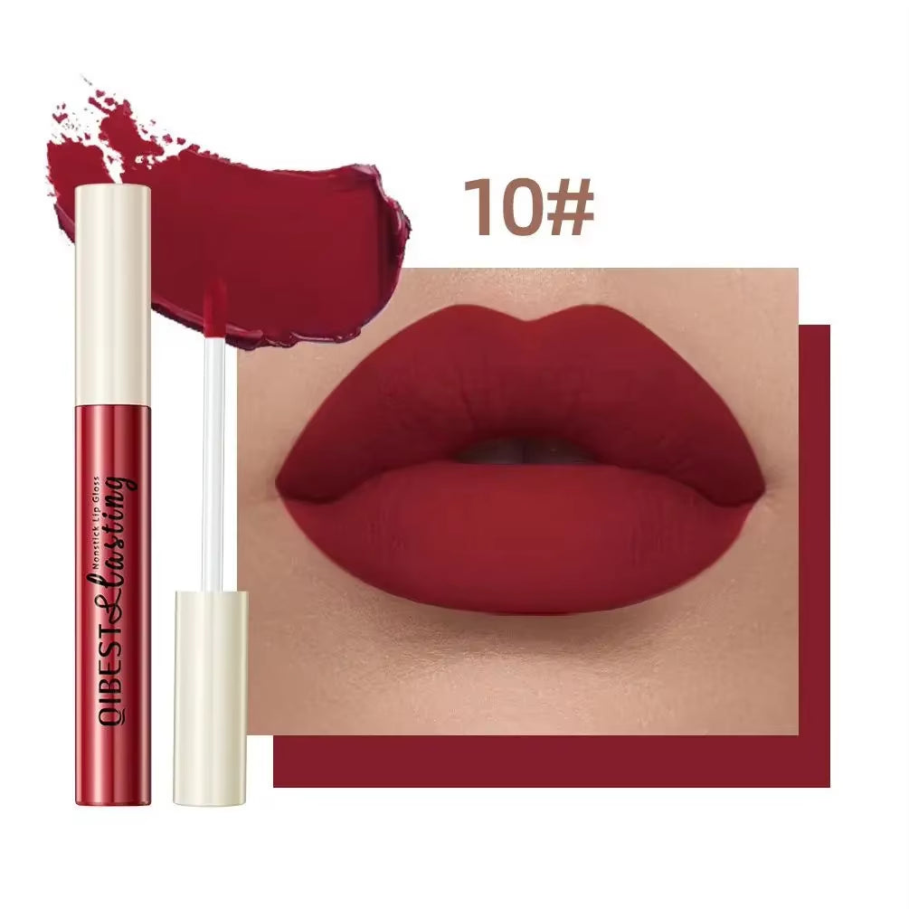 Nude Matte Lip Gloss 24 Colors Long-Lasting Velvet Lipstick Waterproof Non-Stick Cup Sexy Red Dark Lip Tint Makeup Cosmetic