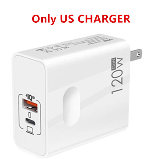 120W Fast Charger USB Type C PD Cable Fast Charging Quick Charge 3.0 Adapter for Iphone Xiaomi Samsung Oneplus Pixel Cellphones