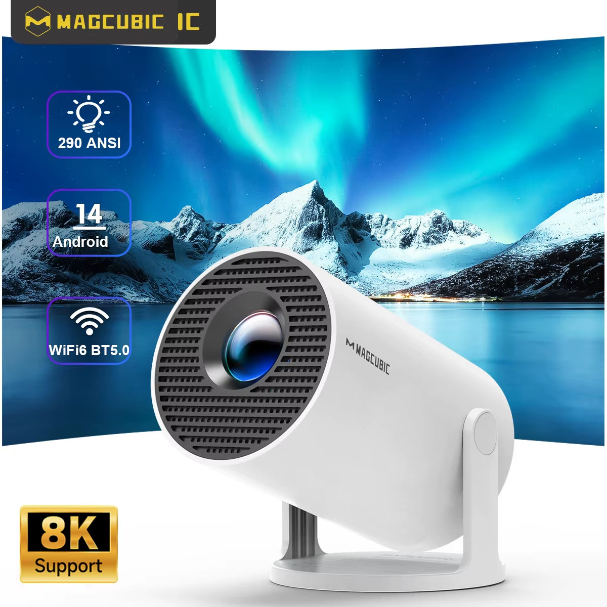 Projector HY300 Pro 8K Android 14 Dual Wifi6 290ANSI Allwinner H726 BT5.4 1080P 1280*720P Home Cinema Outdoor Projetor