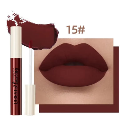 Nude Matte Lip Gloss 24 Colors Long-Lasting Velvet Lipstick Waterproof Non-Stick Cup Sexy Red Dark Lip Tint Makeup Cosmetic